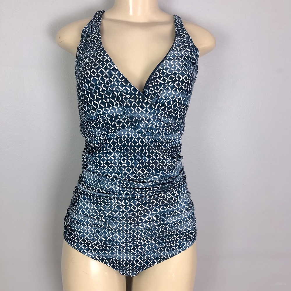 Nip Tuck Swim One-Piece Blue and White Size 12